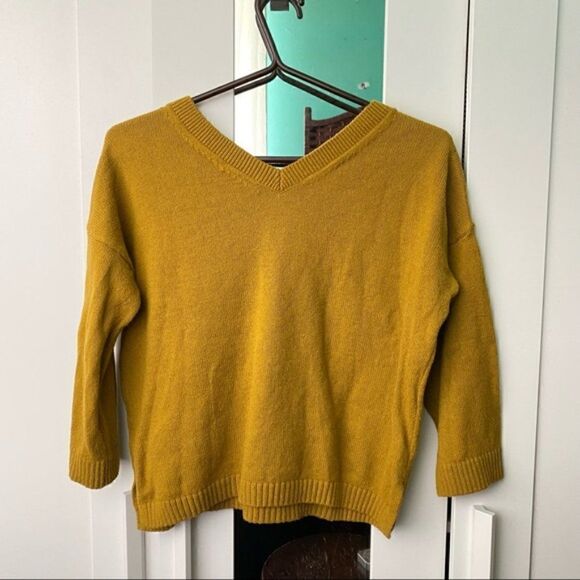 MADEWELL Double V-Neck Sweater Egyptian Gold Size XXS - Picture 3 of 6